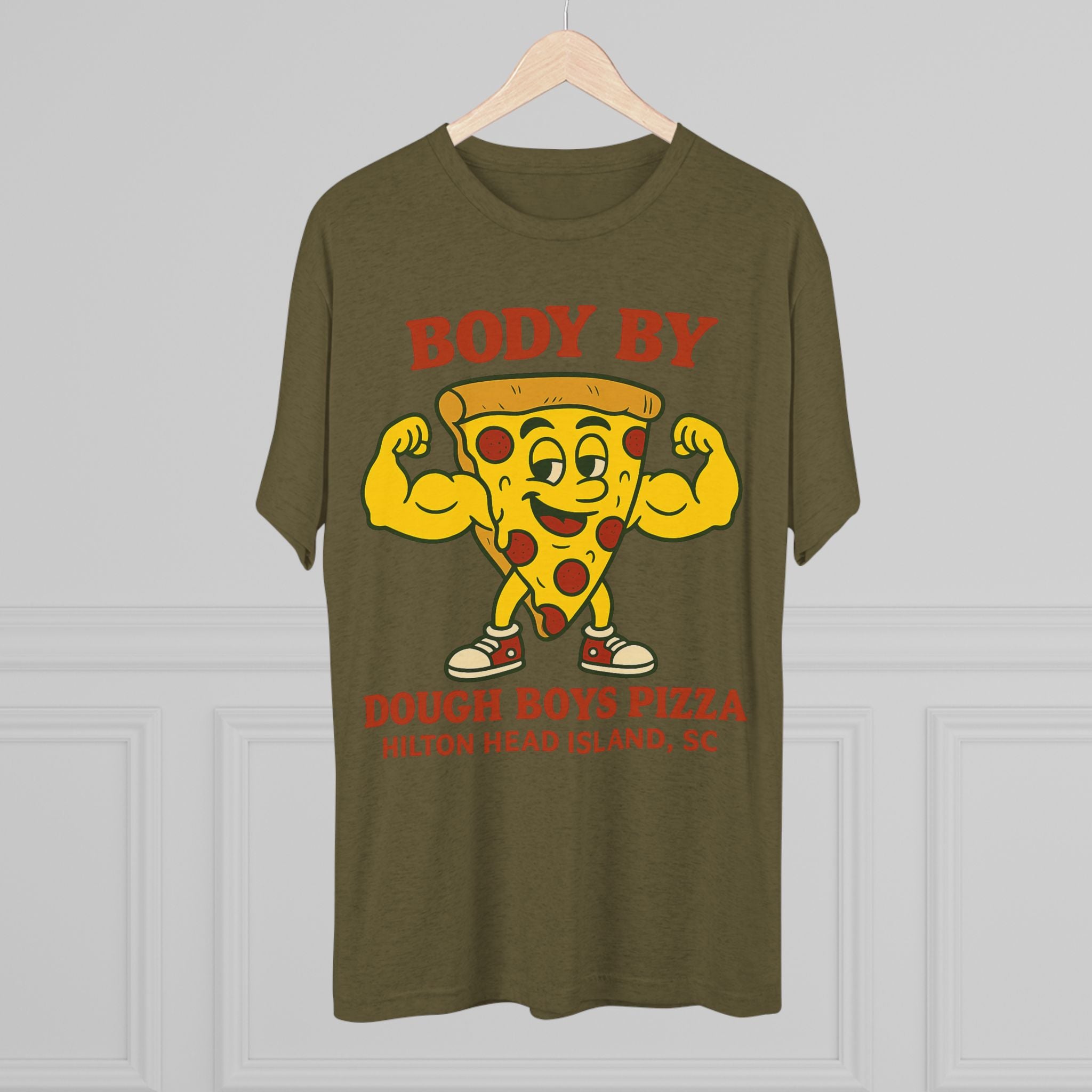 Body By Dough Boys Pizza Tee — Funny Pizza Muscle T-Shirt (Hilton Head Island)