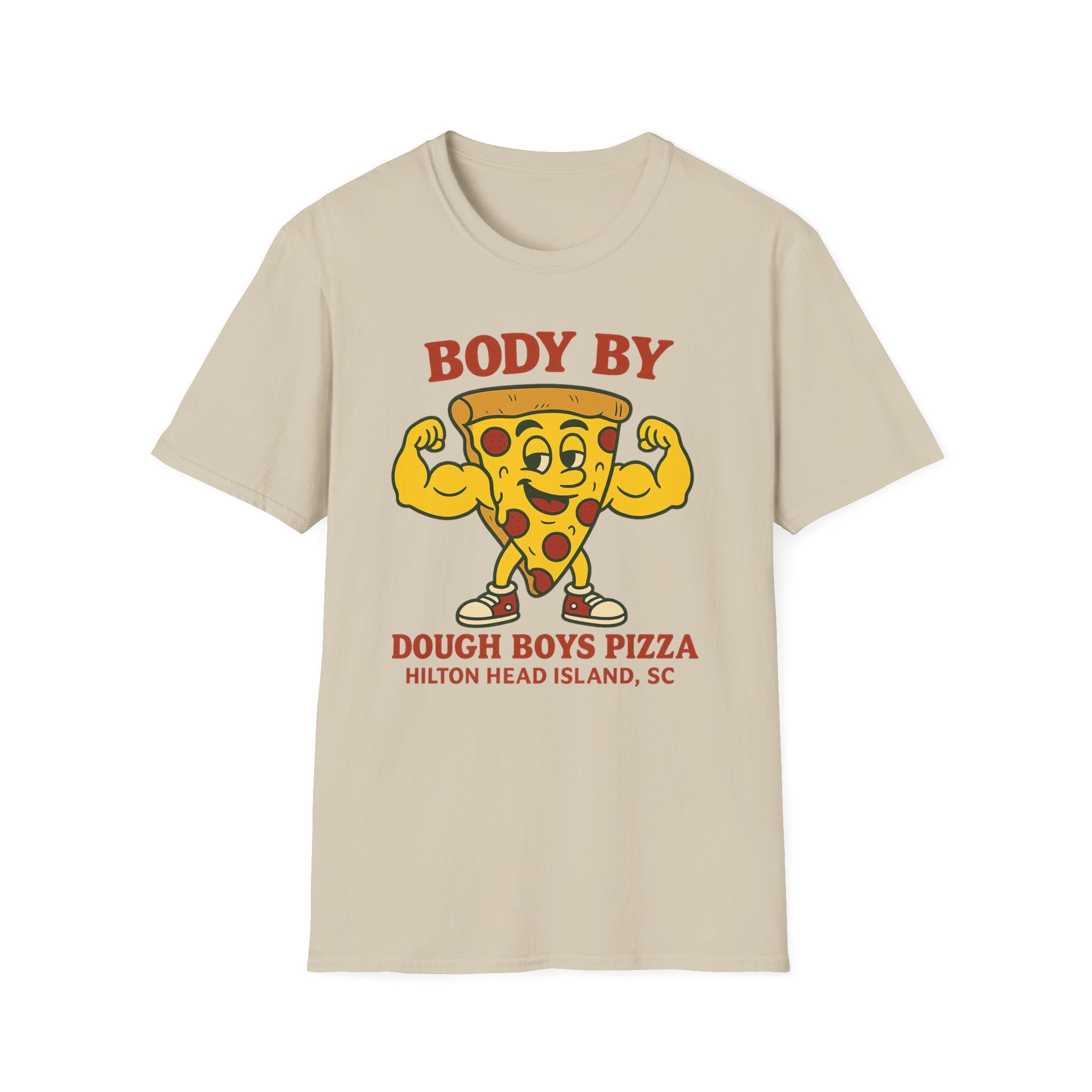 Body By Dough Boys Pizza Tee — Funny Pizza Muscle T-Shirt (Hilton Head Island)