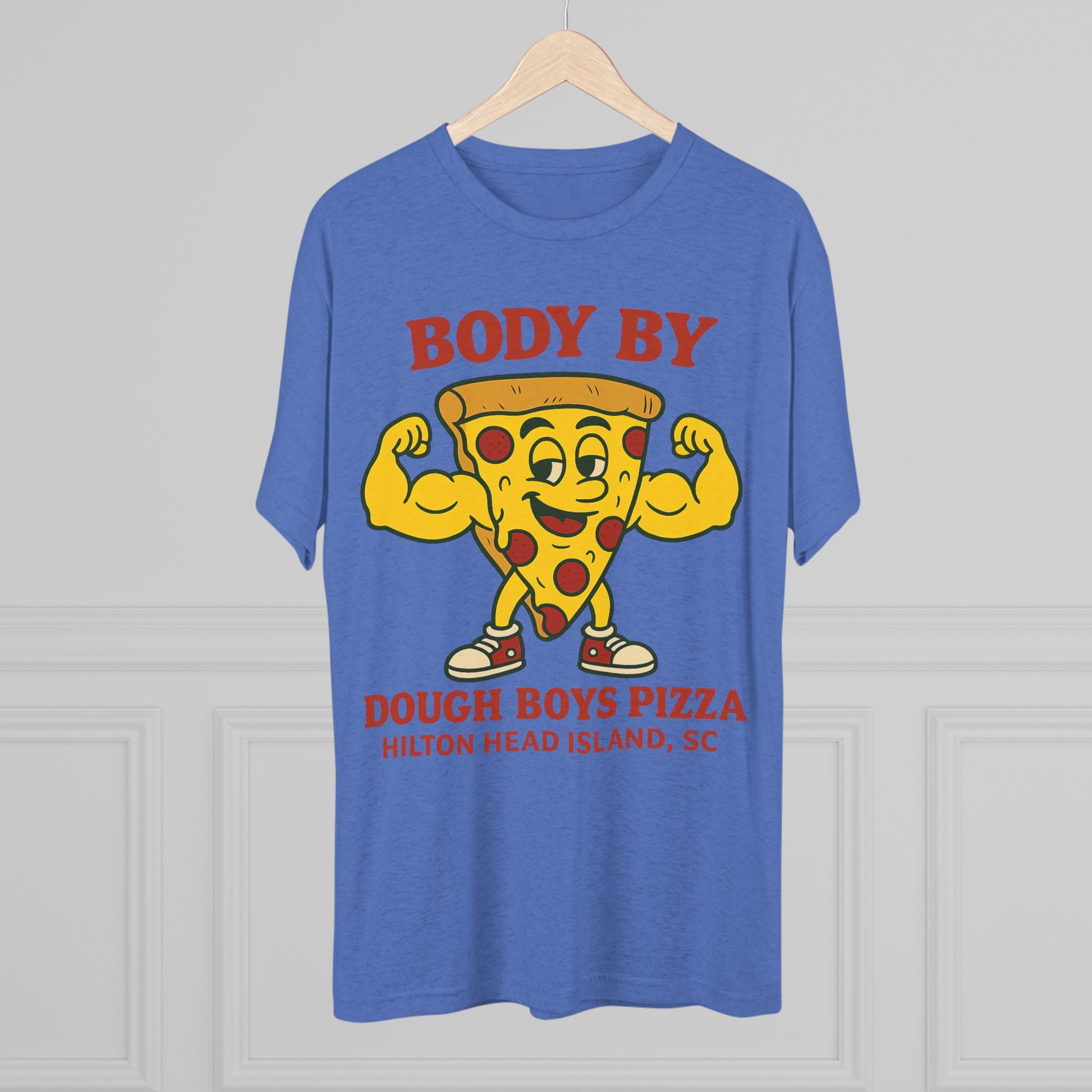 Body By Dough Boys Pizza Tee — Funny Pizza Muscle T-Shirt (Hilton Head Island)