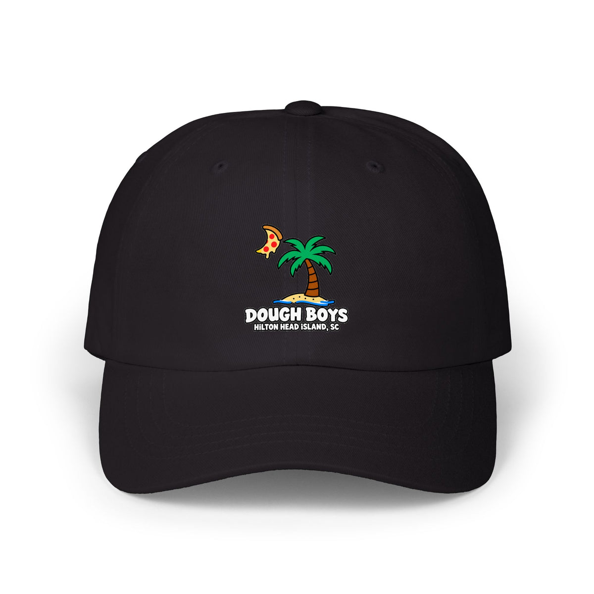 Dough Boys Palm Tree Dad Cap — Beach Pizza Logo Hat
