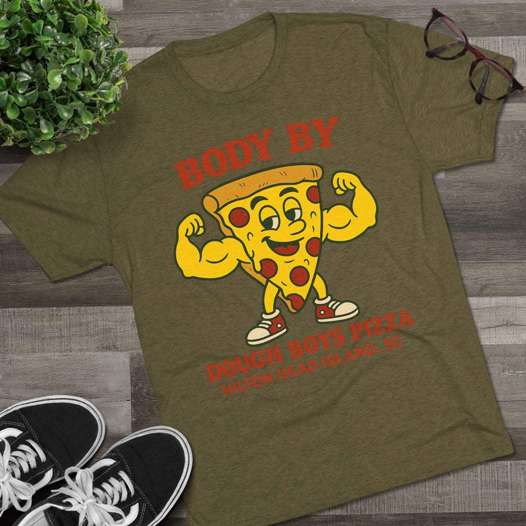 Body By Dough Boys Pizza Tee — Funny Pizza Muscle T-Shirt (Hilton Head Island)