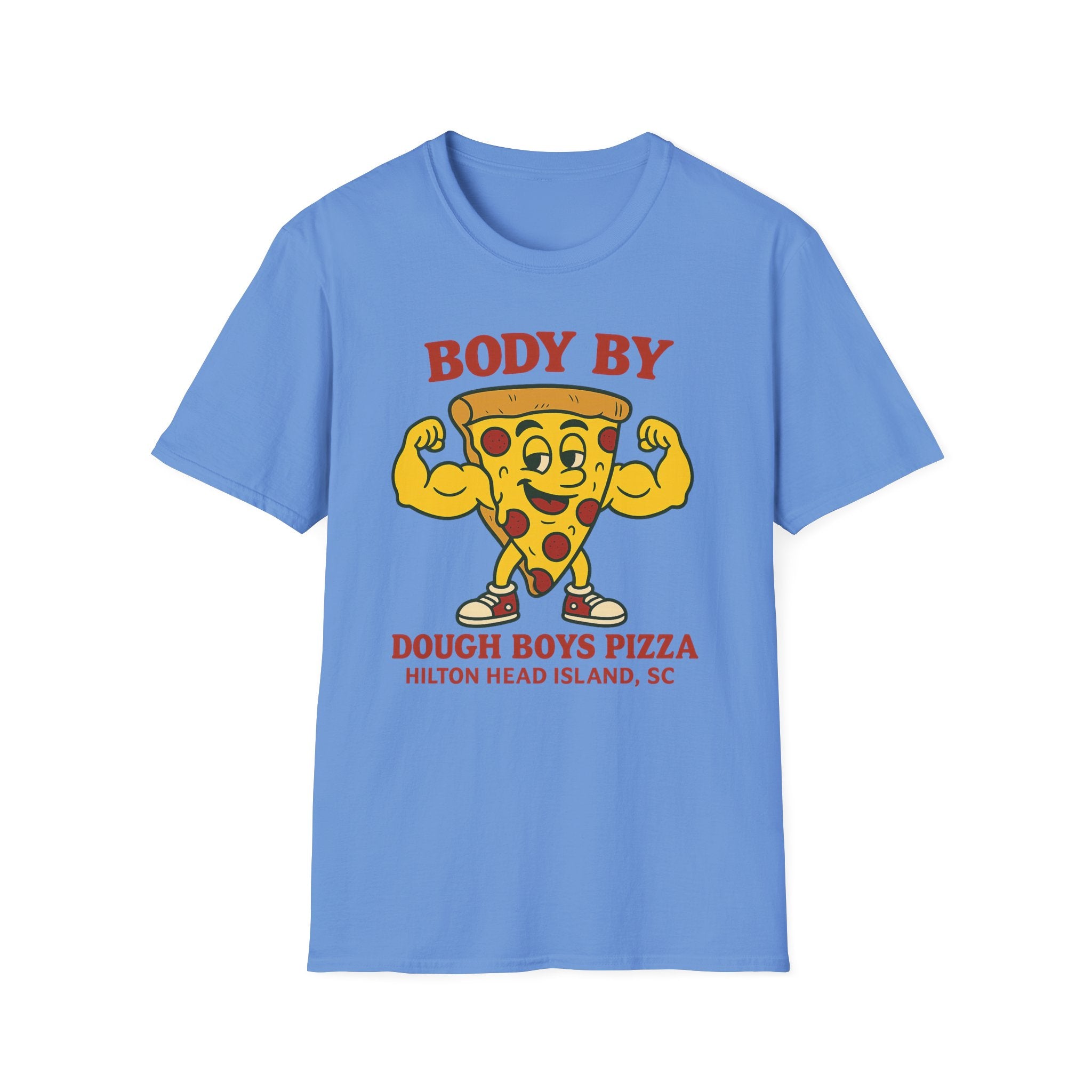 Body By Dough Boys Pizza Tee — Funny Pizza Muscle T-Shirt (Hilton Head Island)