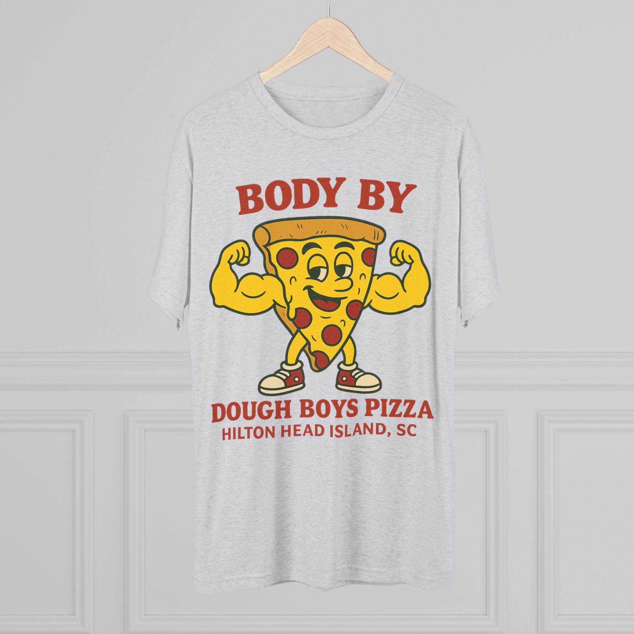 Body By Dough Boys Pizza Tee — Funny Pizza Muscle T-Shirt (Hilton Head Island)
