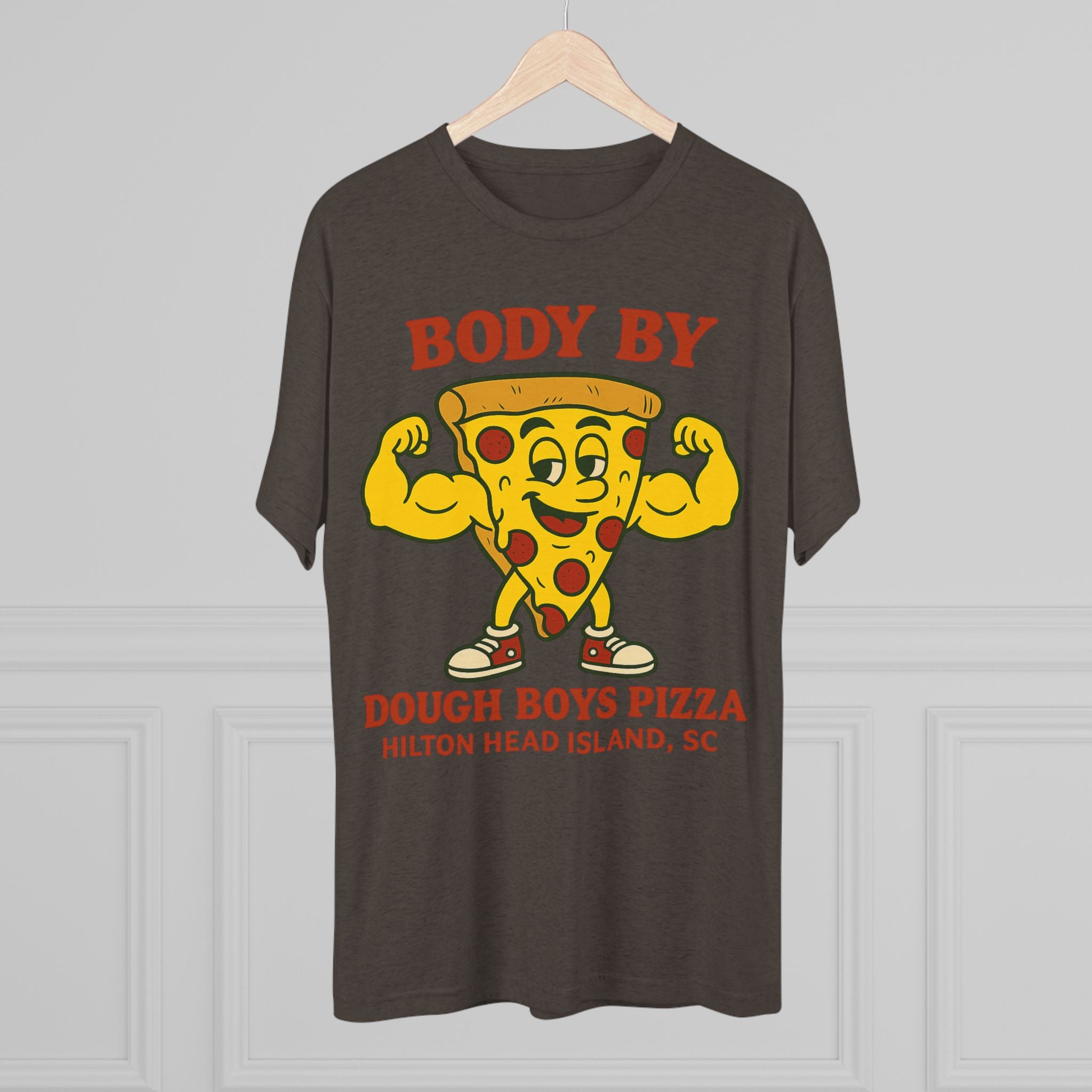 Body By Dough Boys Pizza Tee — Funny Pizza Muscle T-Shirt (Hilton Head Island)