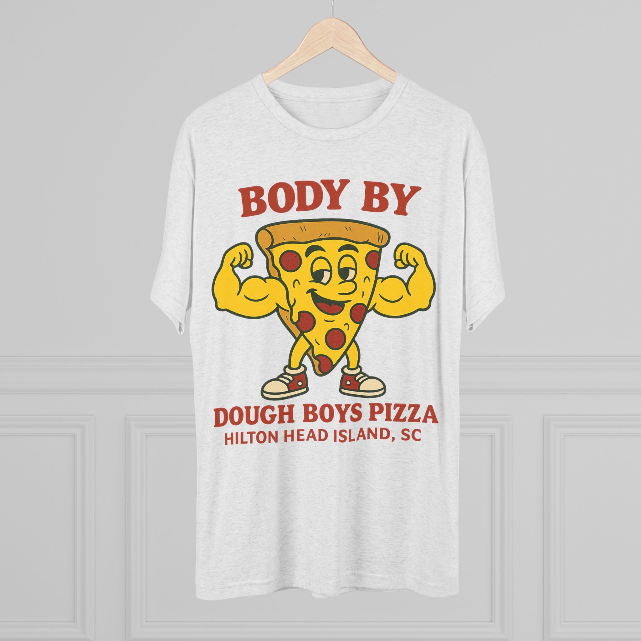 Body By Dough Boys Pizza Tee — Funny Pizza Muscle T-Shirt (Hilton Head Island)