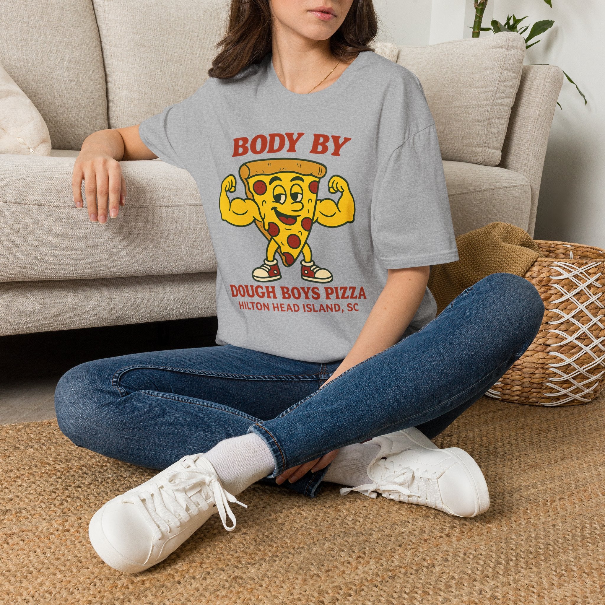 Body By Dough Boys Pizza Tee — Funny Pizza Muscle T-Shirt (Hilton Head Island)