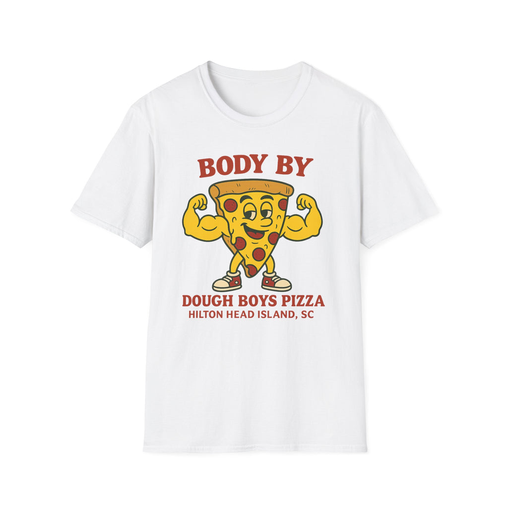 Body By Dough Boys Pizza Tee — Funny Pizza Muscle T-Shirt (Hilton Head Island)