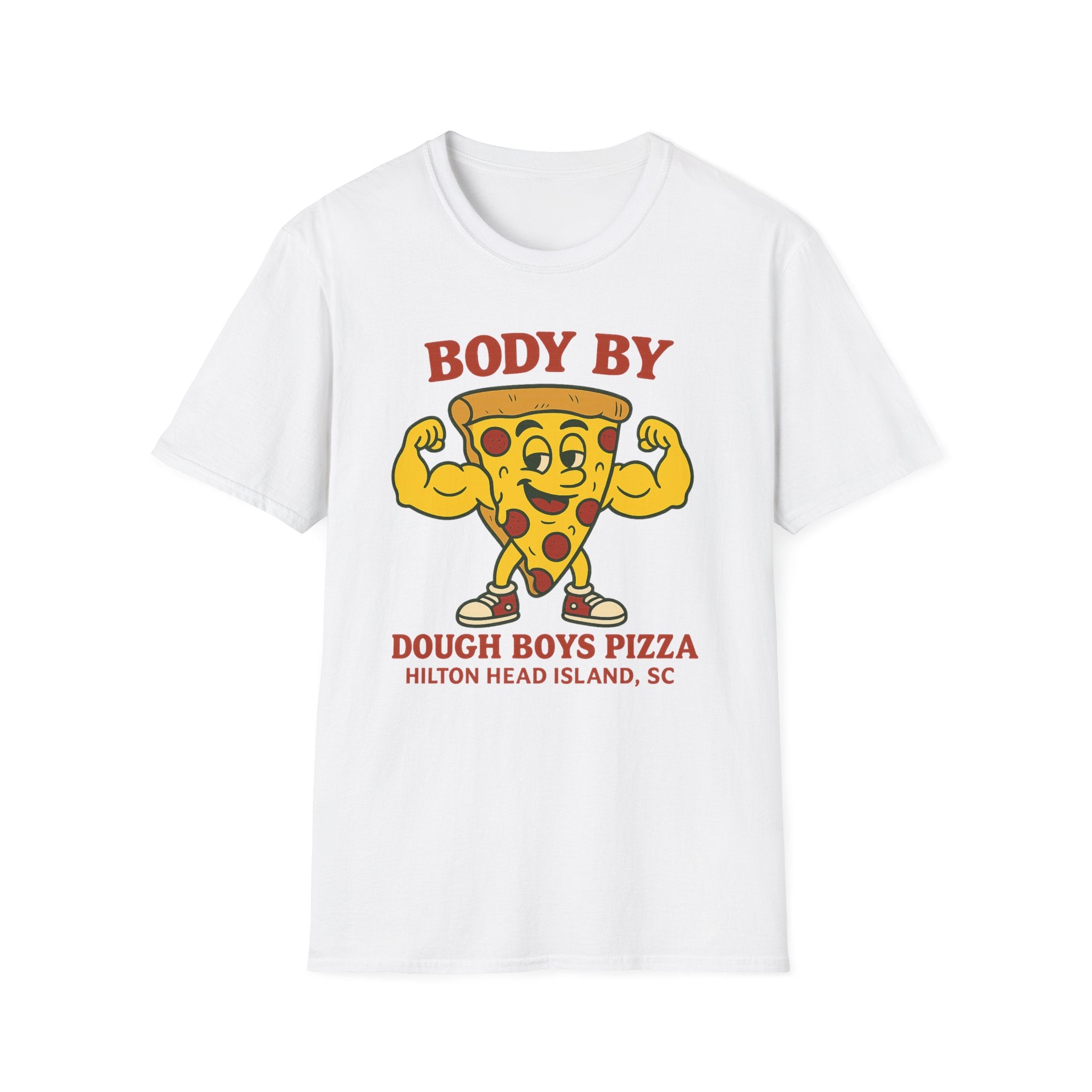 Body By Dough Boys Pizza Tee — Funny Pizza Muscle T-Shirt (Hilton Head Island)