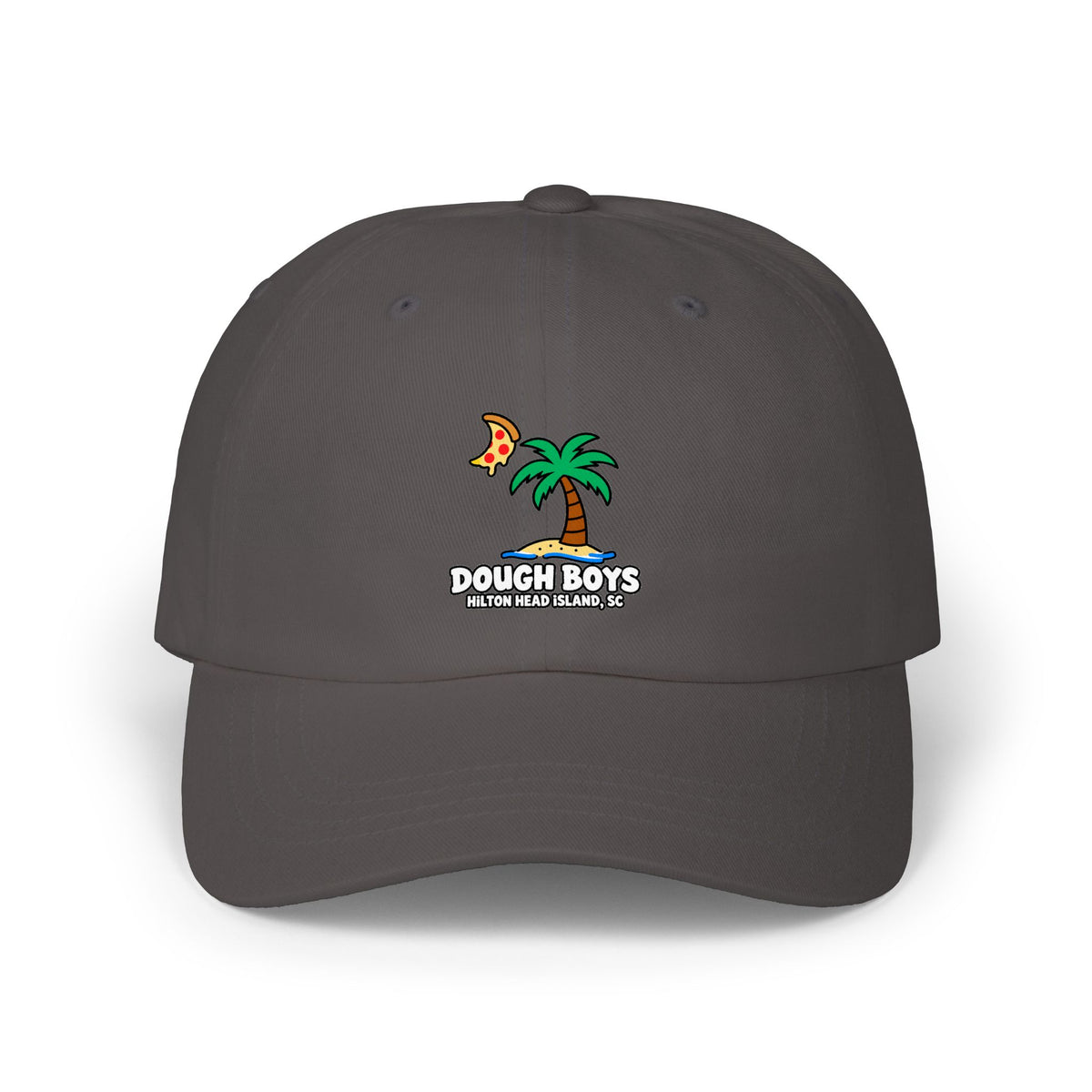 Dough Boys Palm Tree Dad Cap — Beach Pizza Logo Hat