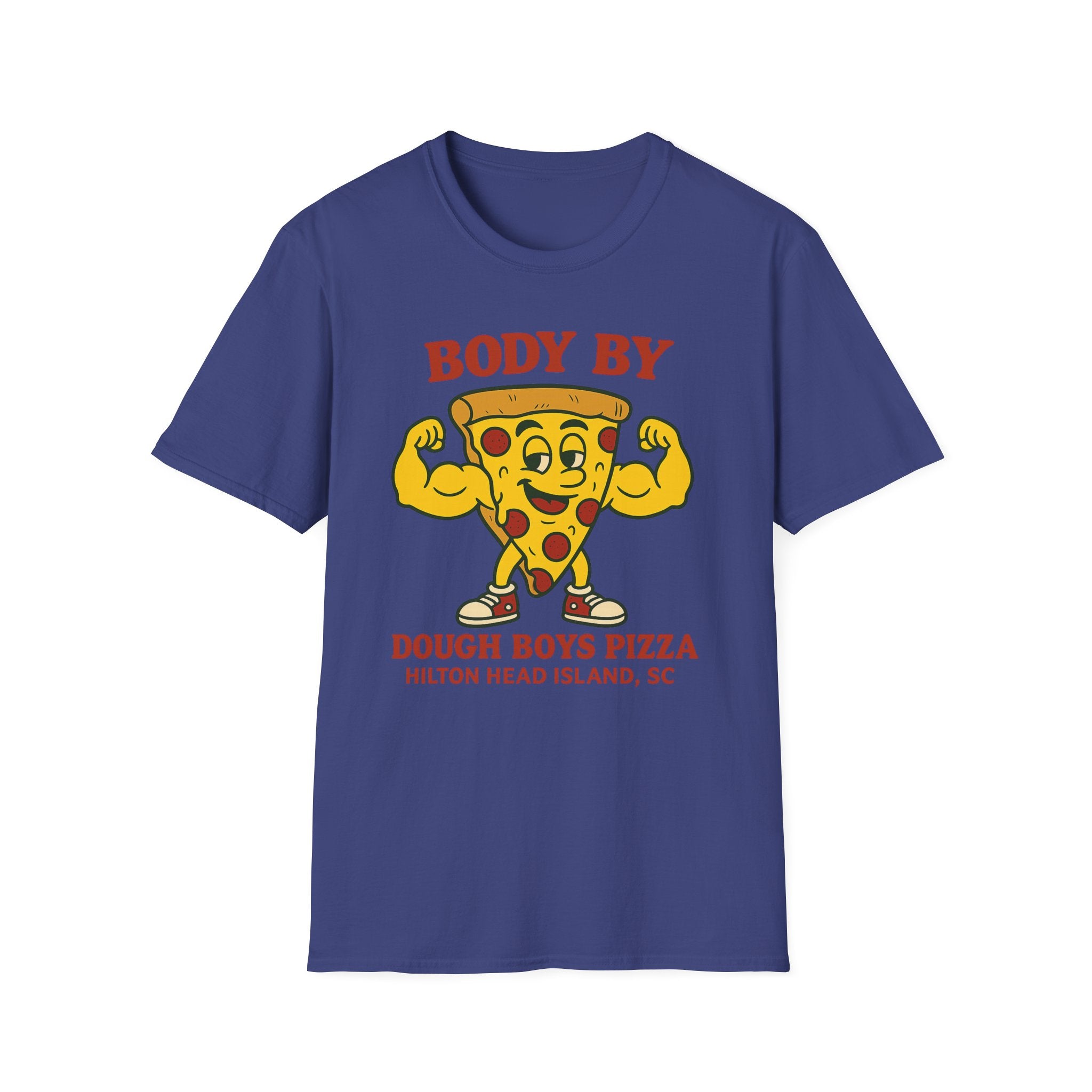 Body By Dough Boys Pizza Tee — Funny Pizza Muscle T-Shirt (Hilton Head Island)