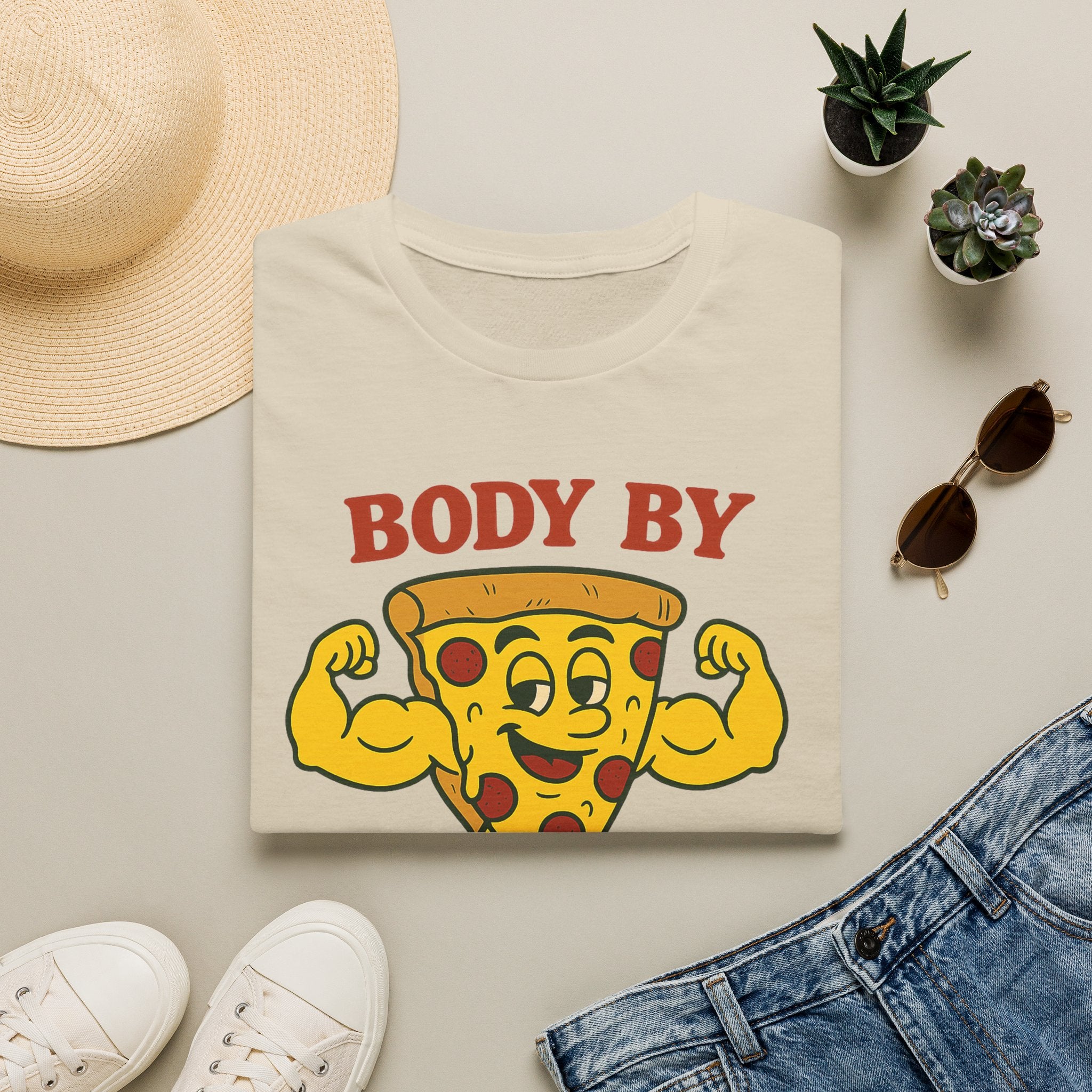 Body By Dough Boys Pizza Tee — Funny Pizza Muscle T-Shirt (Hilton Head Island)