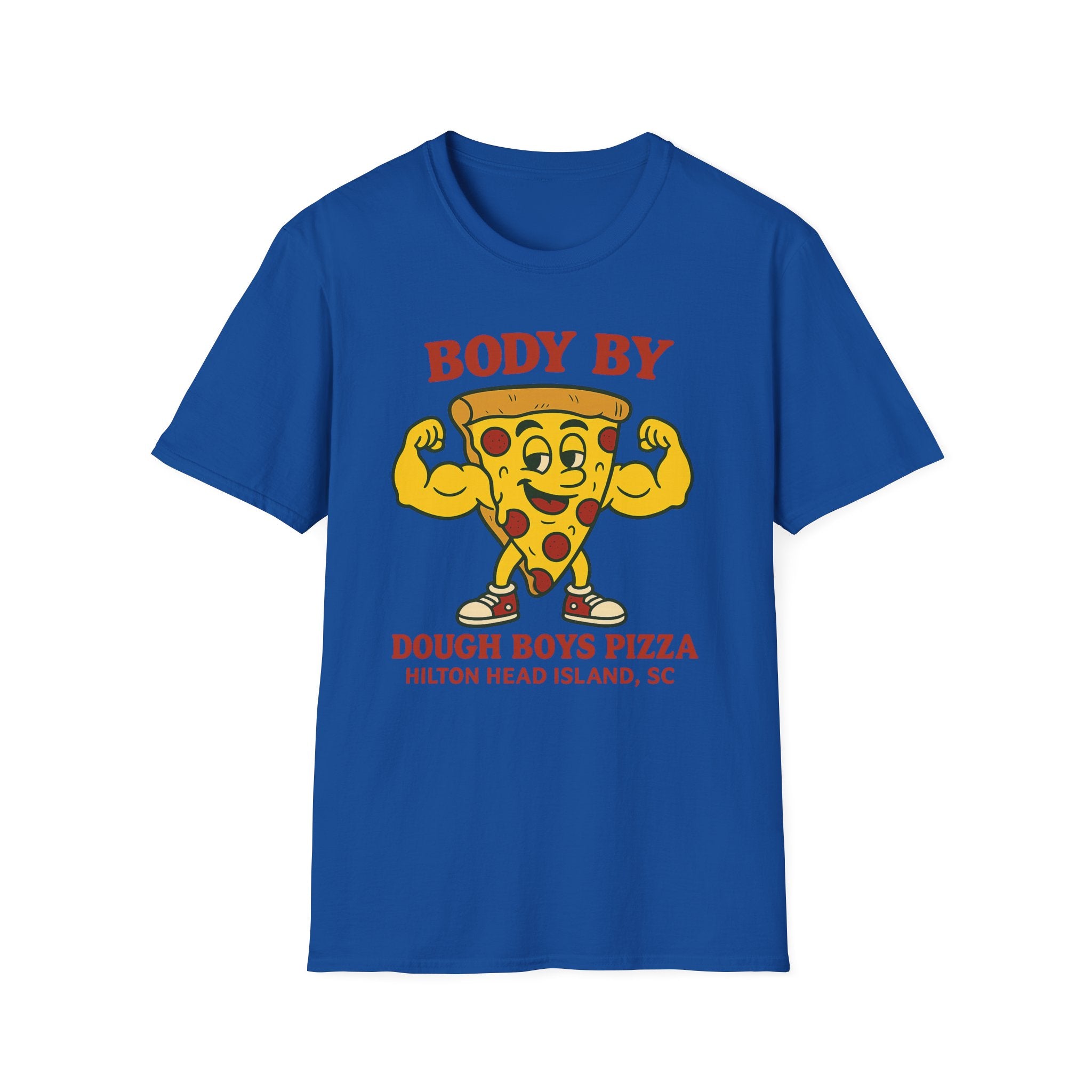 Body By Dough Boys Pizza Tee — Funny Pizza Muscle T-Shirt (Hilton Head Island)