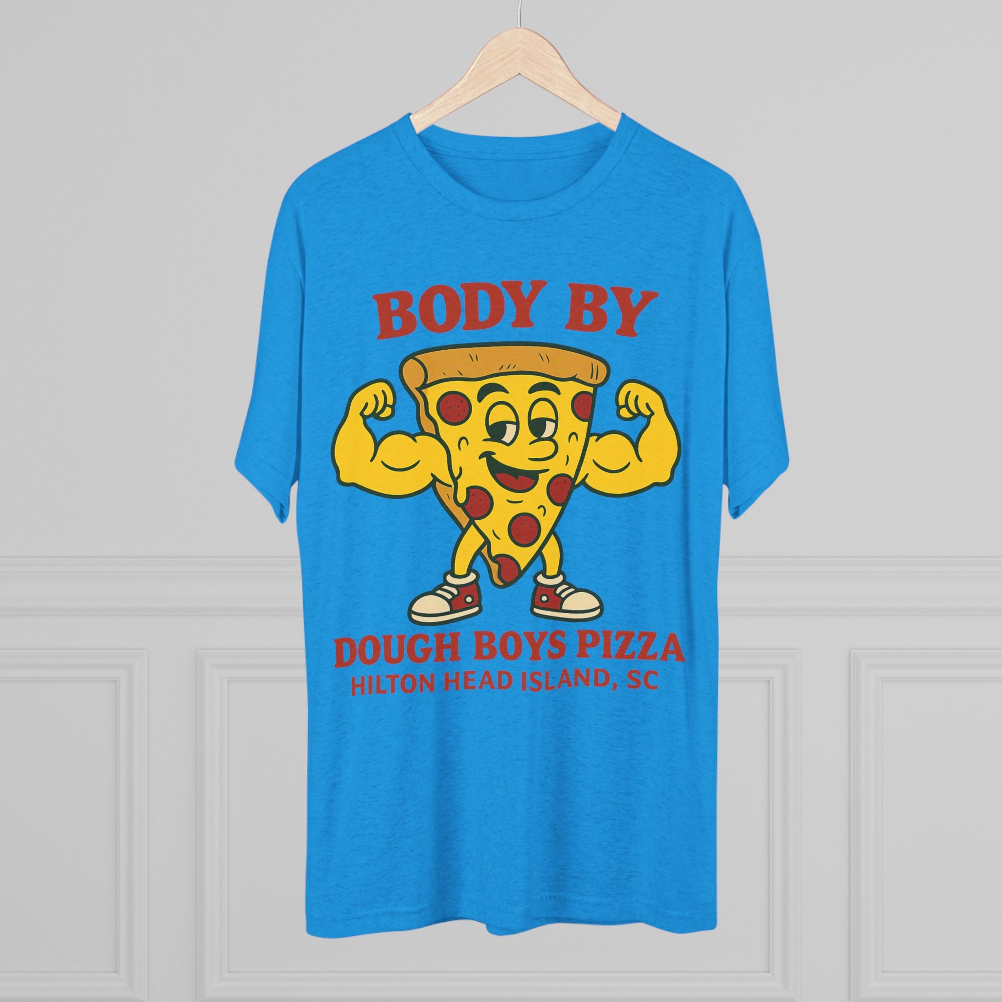 Body By Dough Boys Pizza Tee — Funny Pizza Muscle T-Shirt (Hilton Head Island)