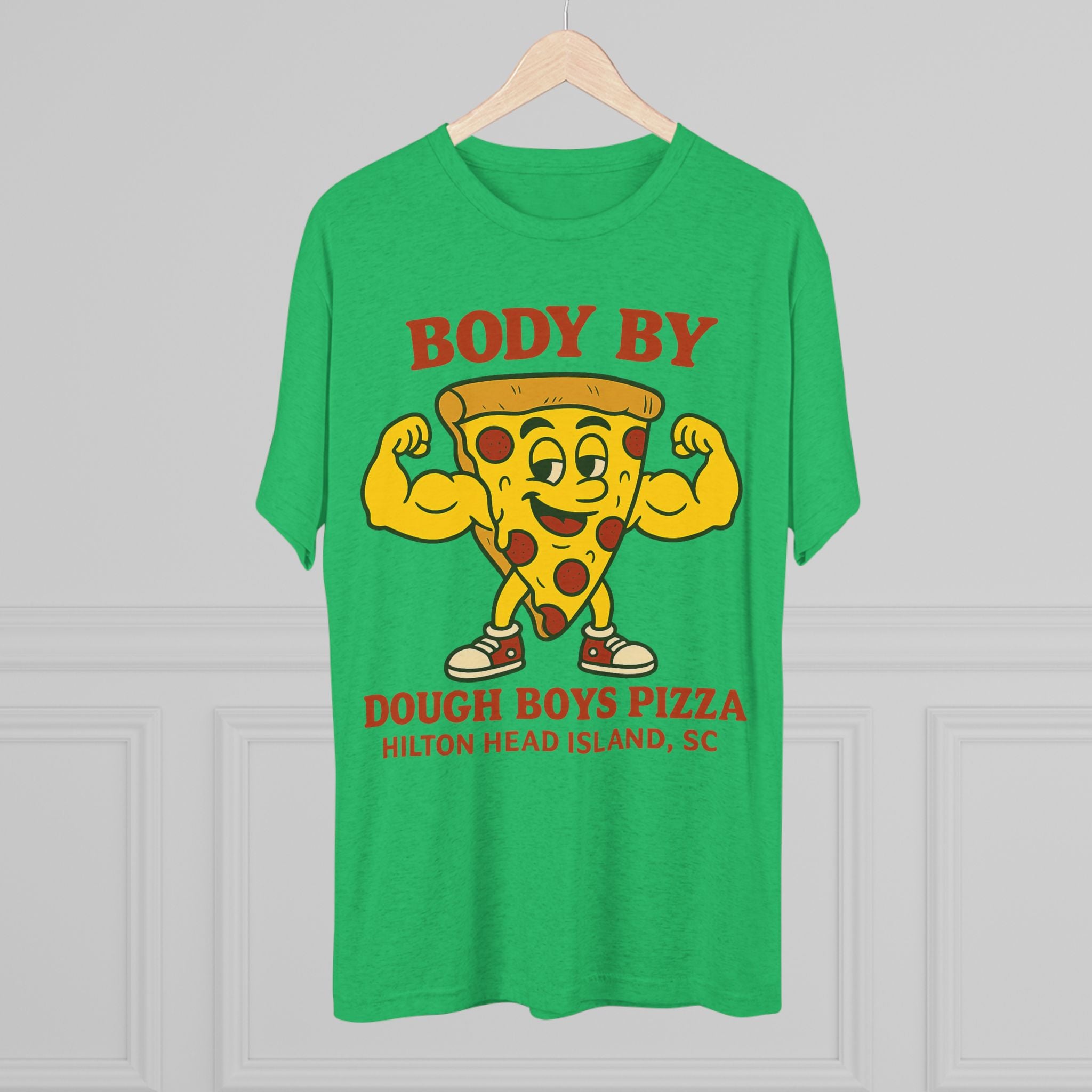 Body By Dough Boys Pizza Tee — Funny Pizza Muscle T-Shirt (Hilton Head Island)