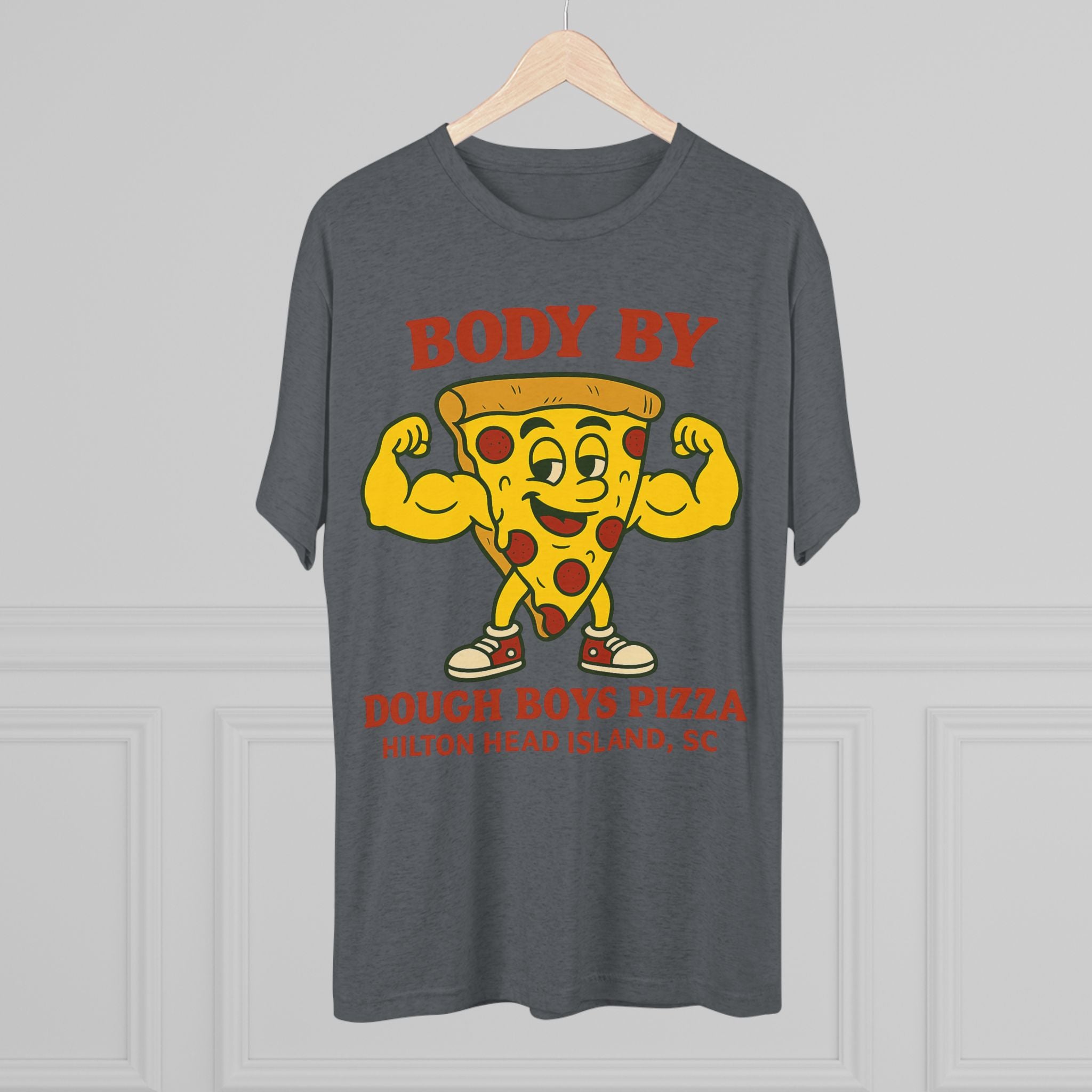 Body By Dough Boys Pizza Tee — Funny Pizza Muscle T-Shirt (Hilton Head Island)