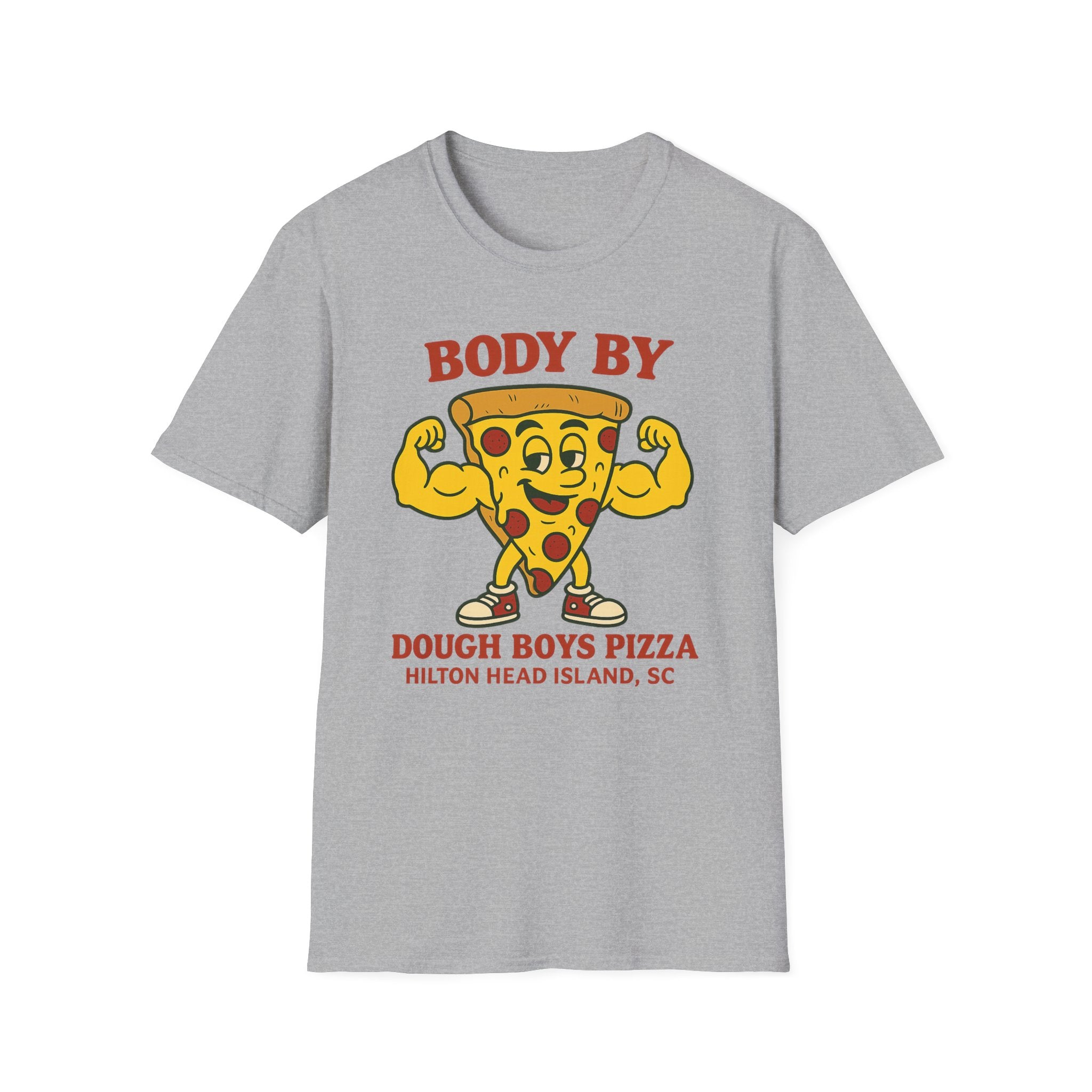 Body By Dough Boys Pizza Tee — Funny Pizza Muscle T-Shirt (Hilton Head Island)