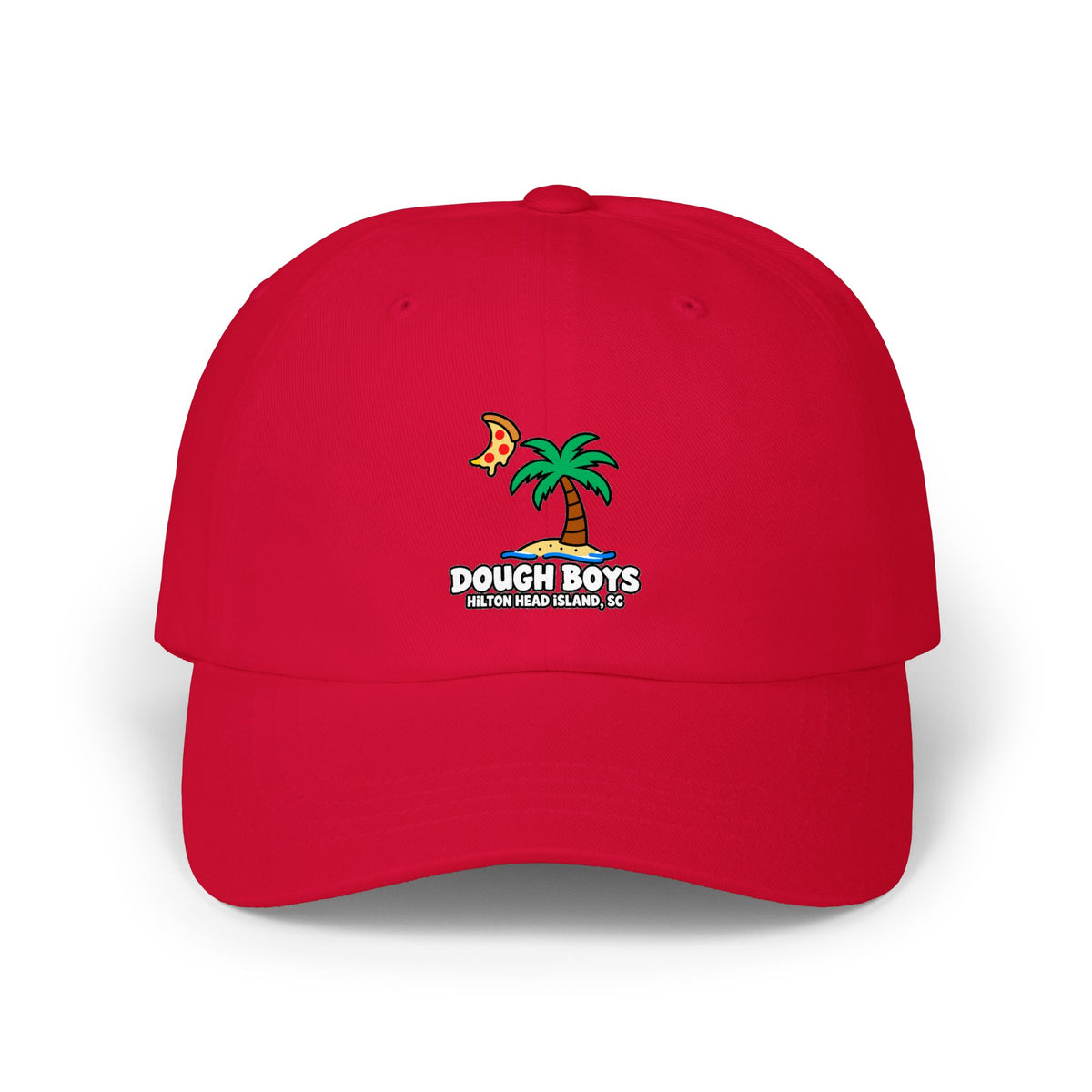 Dough Boys Palm Tree Dad Cap — Beach Pizza Logo Hat