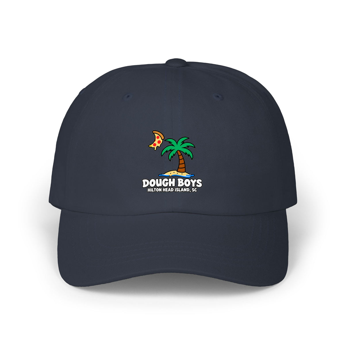 Dough Boys Palm Tree Dad Cap — Beach Pizza Logo Hat
