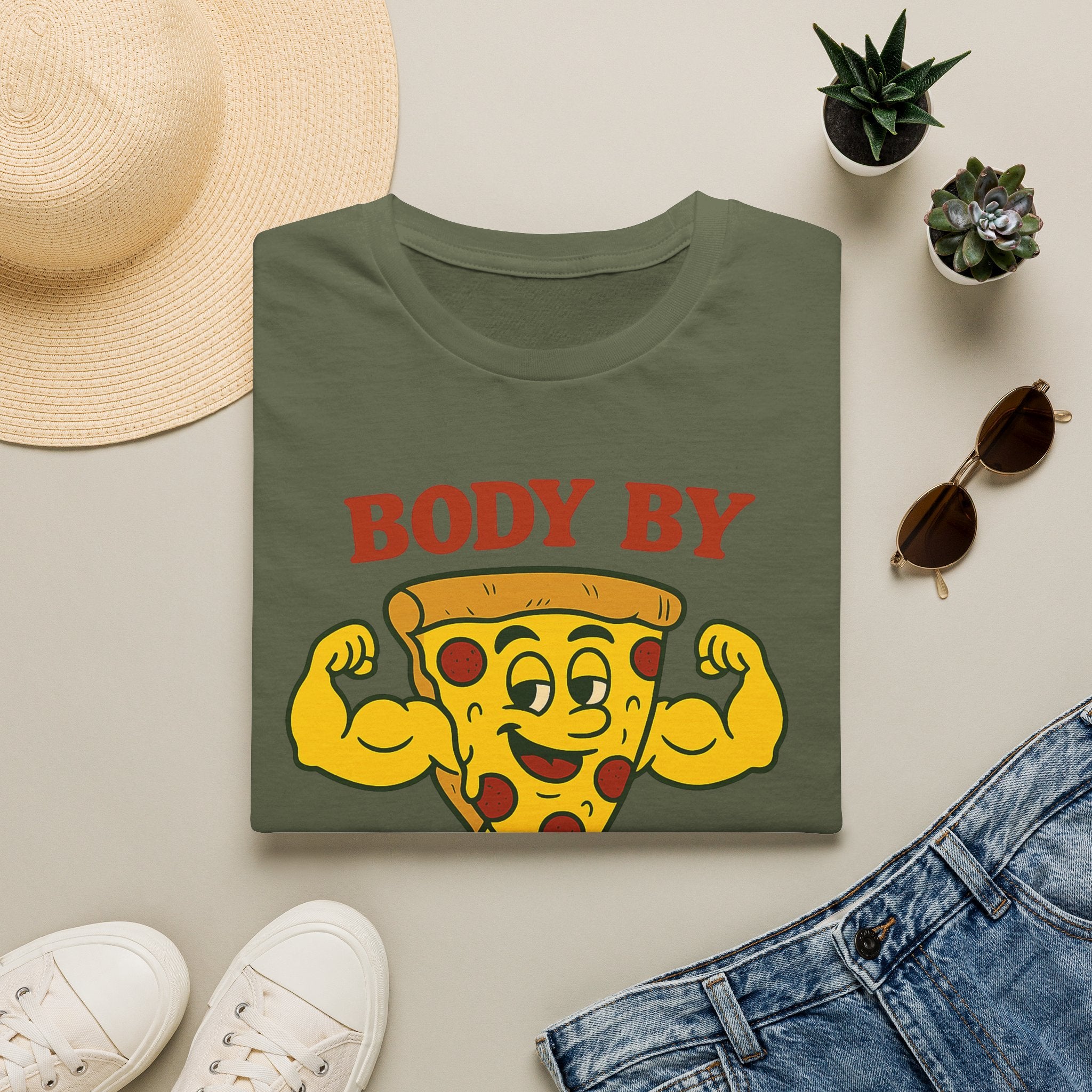 Body By Dough Boys Pizza Tee — Funny Pizza Muscle T-Shirt (Hilton Head Island)