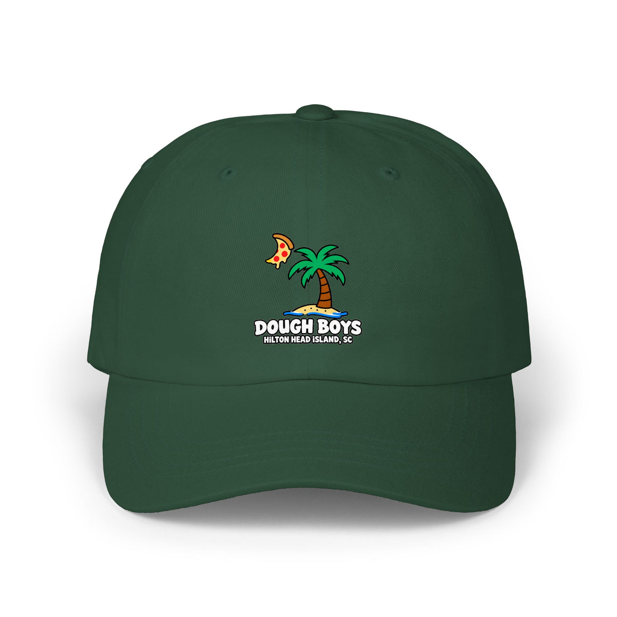 Dough Boys Palm Tree Dad Cap — Beach Pizza Logo Hat