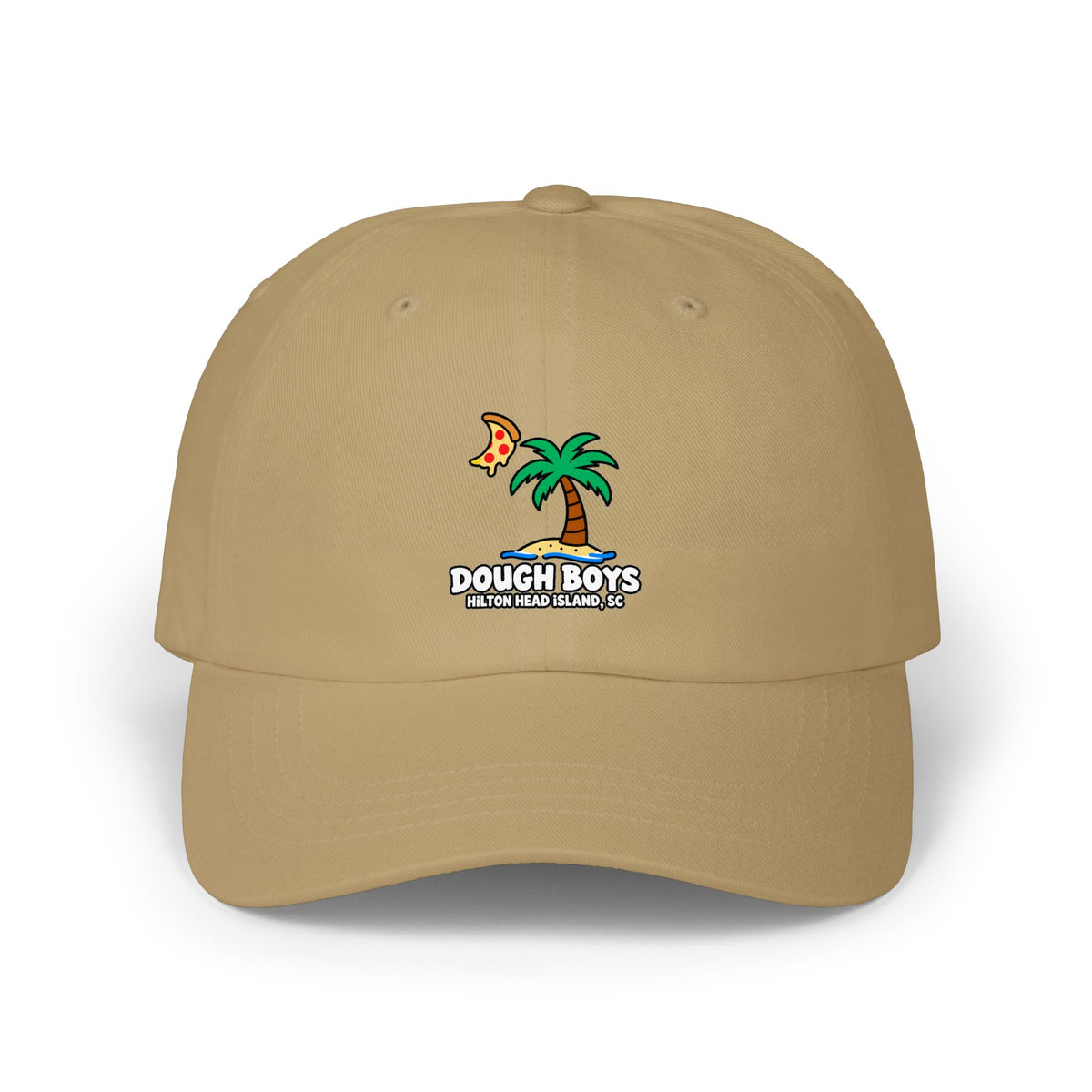 Dough Boys Palm Tree Dad Cap — Beach Pizza Logo Hat