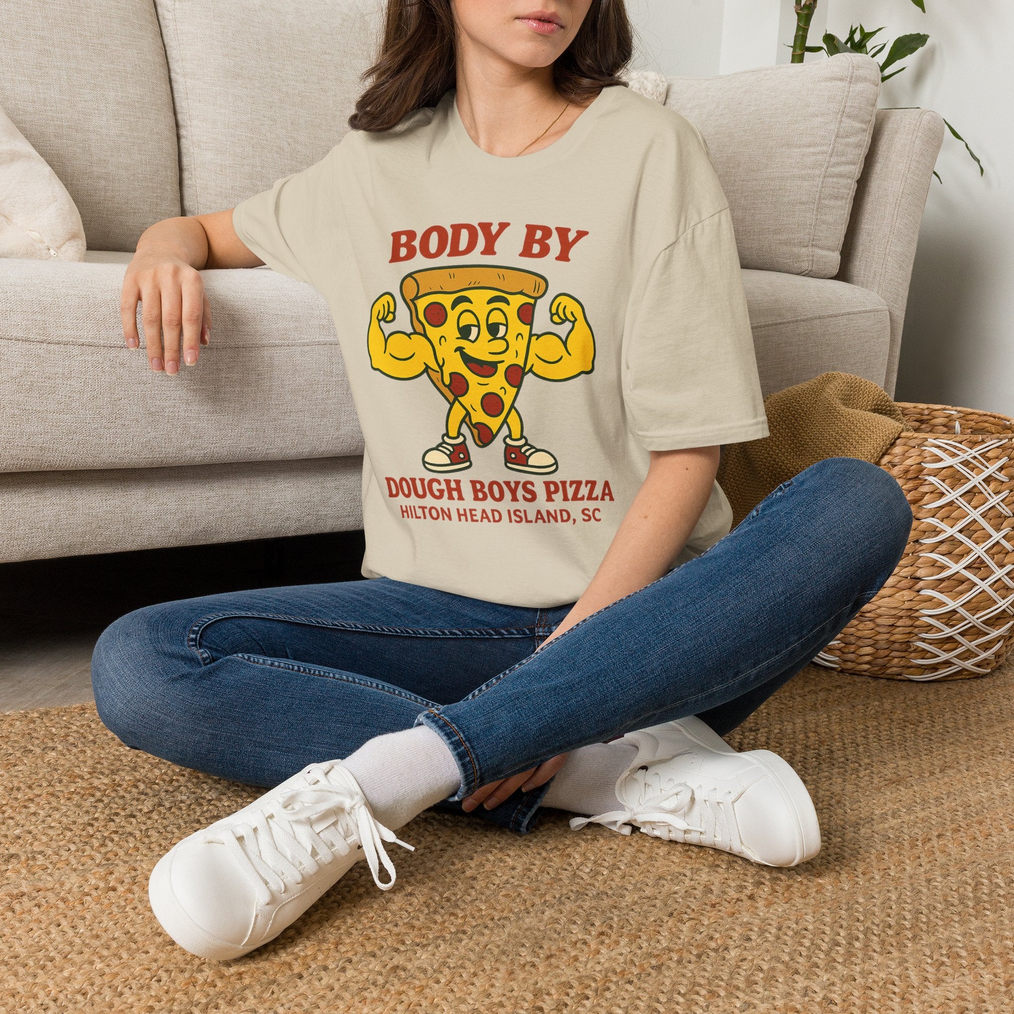 Body By Dough Boys Pizza Tee — Funny Pizza Muscle T-Shirt (Hilton Head Island)
